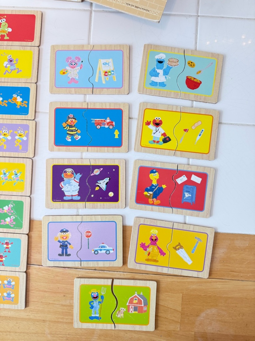 Sesame Street Wooden Game Puzzle Set -2011 Cardinal RARE Match Count Jobs & More - Picture 2 of 12